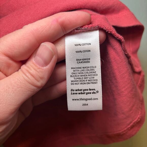 Women's Life is Good Red Blue White Heart Flag Short Sleeve Tee M - Picture 5 of 8